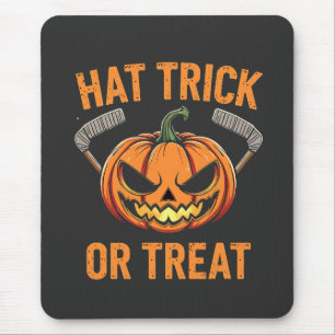 ハットトリックまたはハロウィン不気味アイスホッケー マウスパッド
