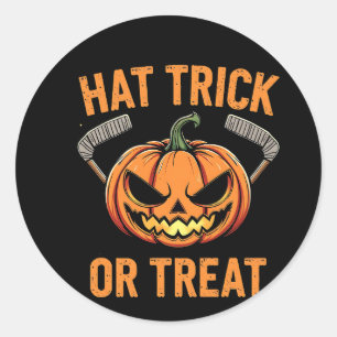 ハットトリックまたはハロウィン不気味アイスホッケー ラウンドシール