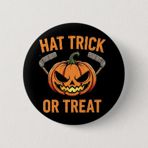 ハットトリックまたはハロウィン不気味アイスホッケー 缶バッジ