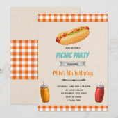 ハットドッグピクニック誕生日テーマ招待状 招待状 (正面/裏面)