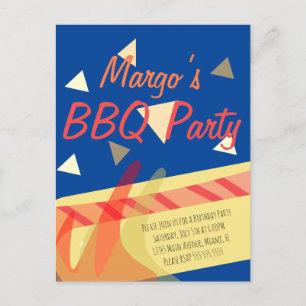 ハットドッグ クックアウト BBQ 誕生日 コンフェッティ ご招待 ポストカード