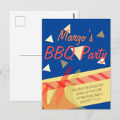 ハットドッグ クックアウト BBQ 誕生日 コンフェッティ ご招待 ポストカード (正面/裏面)