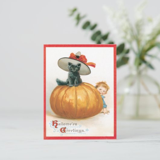 ハットハガキのかわいい猫ヴィンテージ ポストカード (スタンド正面)