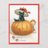 ハットハガキのかわいい猫ヴィンテージ ポストカード (正面)