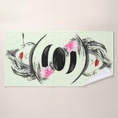 ハットバスタオル付き女性 – カスタム色 バスタオル (バスタオル)