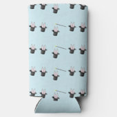 ハットパターンブルーのウサギ スリム缶クーラー (裏面)