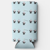 ハットパターンブルーのウサギ スリム缶クーラー (正面)