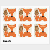 ハットパーソナライズされたキツネバーンドウッドパターン付きフクロウ スクエアシール (シート)