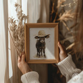 ハットファーム動物お洒落牛のブラックブル ポスター