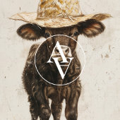 ハットファーム動物お洒落牛のブラックブル ポスター