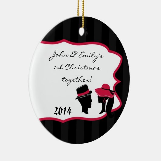 ハットフォーマルレトロ名パーソナライズされたオーナメント セラミックオーナメント (右)