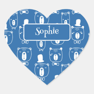 ハットブルーが可愛いキッズ紳士 ハートシール