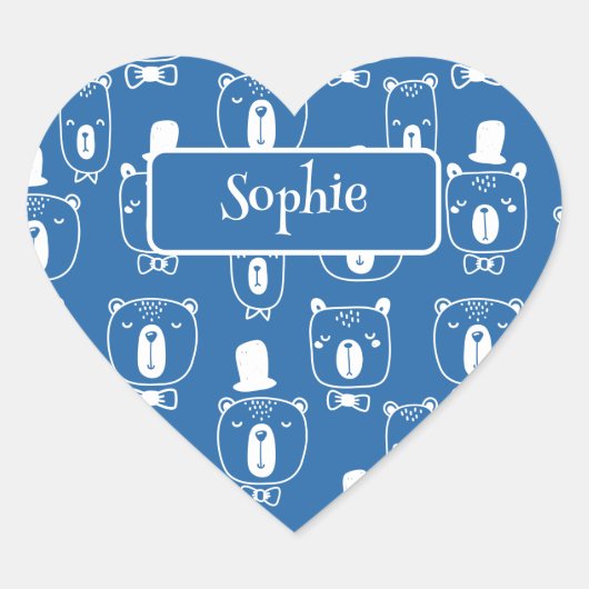 ハットブルーが可愛いキッズ紳士 ハートシール (正面)