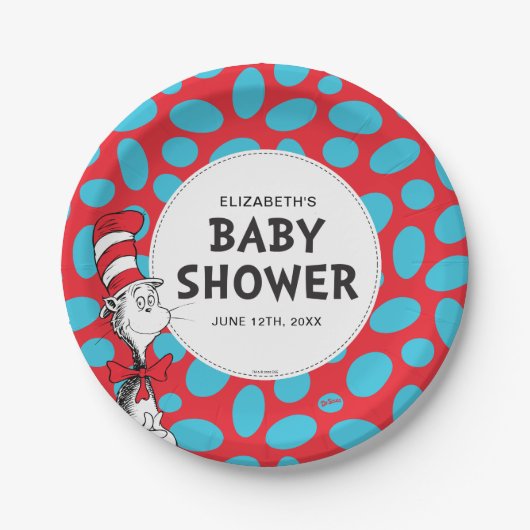 ハットベイビーシャワーのセウス猫 ペーパープレート (正面)