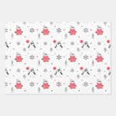 ハットホワイトに登場するメリークリスマスかわいいハッピーペンギン ラッピングペーパーシート (正面2)