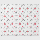 ハットホワイトに登場するメリークリスマスかわいいハッピーペンギン ラッピングペーパー (フラット)