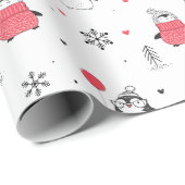 ハットホワイトに登場するメリークリスマスかわいいハッピーペンギン ラッピングペーパー (ロールコーナー)