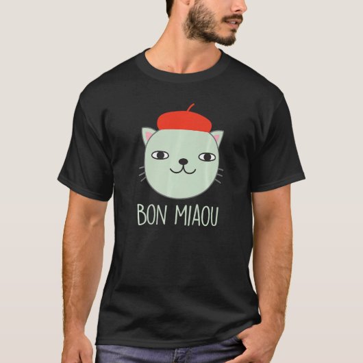 ハットボンフランスのミ付きベレー猫キャップ子猫 Tシャツ (正面)