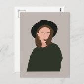 ハットモダンポスターのミニマル抽象芸術の少女 ポストカード (正面/裏面)