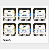 ハットモダン金ゴールド海軍ストライプ卒業 スクエアシール (シート)