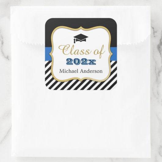 ハットモダン金ゴールド海軍ストライプ卒業 スクエアシール (バッグ)