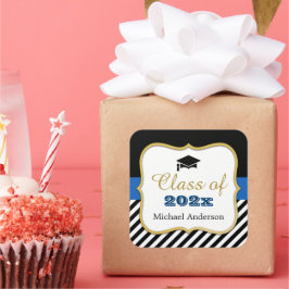 ハットモダン金ゴールド海軍ストライプ卒業 スクエアシール