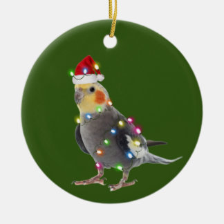 ハットライトクリスマス付きコッカティエル セラミックオーナメント