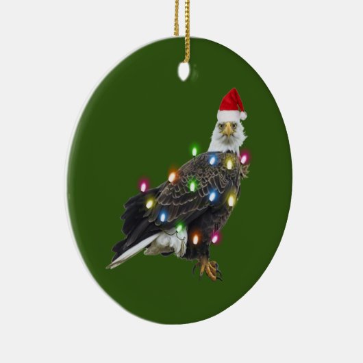 ハットライト付きハゲのワシのクリスマス セラミックオーナメント (右)