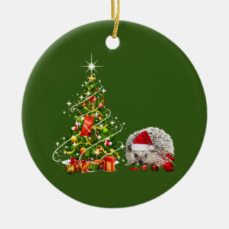 ハットライト付きハジホッグクリスマス セラミックオーナメント