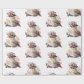 ハットラッピング紙の可愛らしい水彩鳥 ラッピングペーパー (フラット)