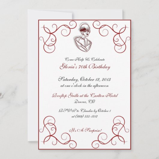 ハットレディーカスタムバースデーパーティ招待状 招待状 (正面)