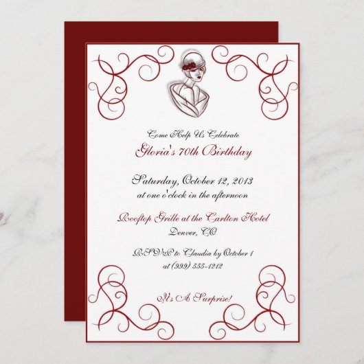 ハットレディーカスタムバースデーパーティ招待状 招待状 (正面/裏面)