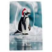 ハット付きクリスマスペンギン ミディアムペーパーバッグ (正面)