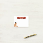 ハット付きゴールデン絵を描レトリバー ポストイット (デスク上)