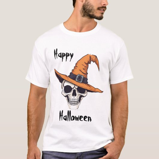 ハット付きハロウィーンスカル Tシャツ (正面)