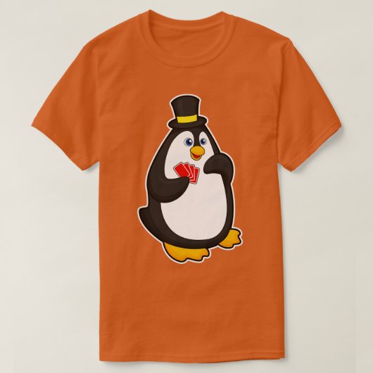 ハット付きペンギンとカード Tシャツ (デザイン正面)