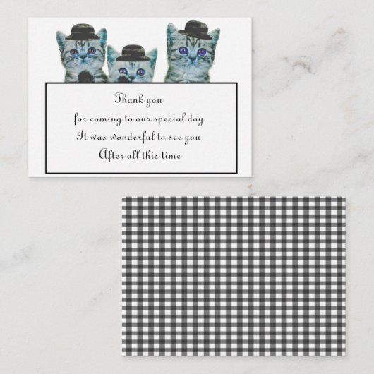 ハット付き可愛い猫サンキューカード ノートカード (正面/裏面)