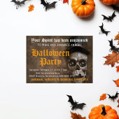 ハット付き怖い不気味怖い怖いスカルハローウィンパーティ 招待状