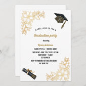 ハット卒業パーティー黒と金ゴールド 招待状 (正面/裏面)