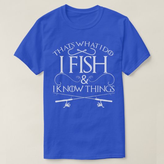 ハット私が魚を釣り、私はhingsを知っている魚釣り tシャツ (デザイン正面)