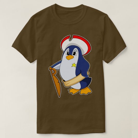 ハット1で海賊としてペンギン Tシャツ (デザイン正面)