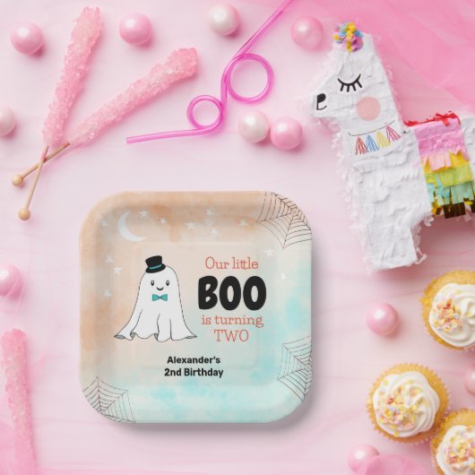 ハット2歳の誕生日でかわいい幽霊 ペーパープレート (パーティー)