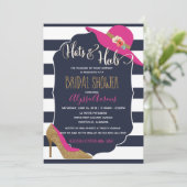 ハット&ハイトネイビーブルーピンクブライダルシャワー 招待状 (スタンド正面)