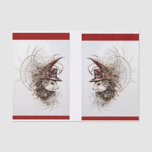 ハットLR 137のデコップキュートスチームパンクホワイトマウス 薄葉紙 (正面)