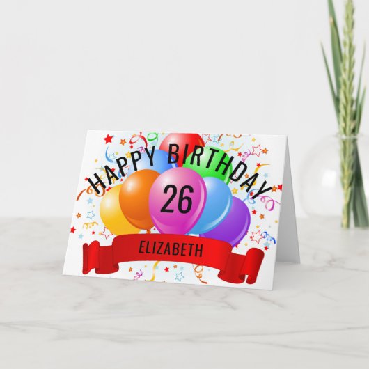 ハッパーソナライズされたト26位誕生日 カード (正面)