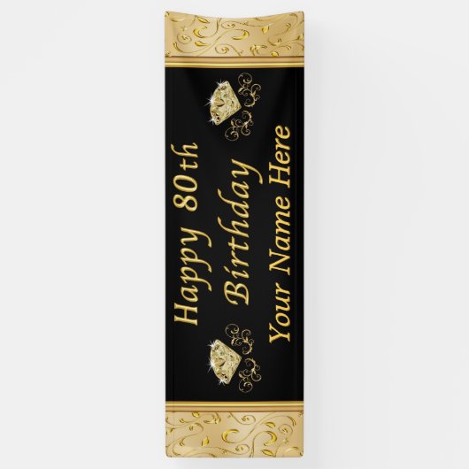 ハッパーソナライズされたト80th誕生日バナー 横断幕 (縦)