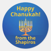 ハッパーソナライズされたピーハヌカー（ユダヤ教の祭り）!9本枝の大燭台 ラウンドシール (正面)