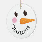 ハッパーソナライズされたピー雪だるま顔モノグラムクリスマス セラミックオーナメント (左)
