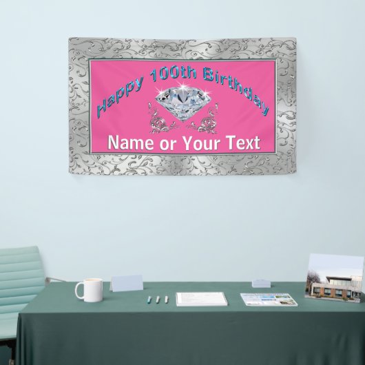 ハッパーソナライズされたピー100th誕生日バナー 横断幕 (トレードショー)