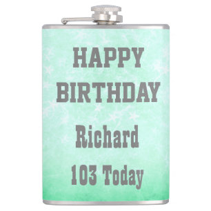 ハッパーソナライズされたピー103番目の誕生日デザイン フラスク